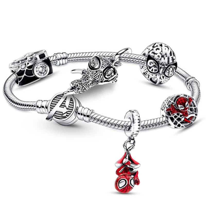 Marvel Spider-Man Charm Bracelet – Mask Clasp & Soaring City Beads