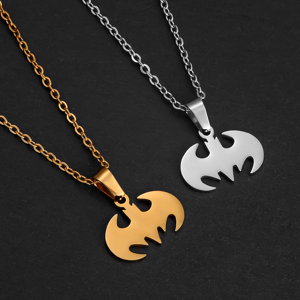 Gothic Bat Necklace – Stainless Steel Superhero Pendant Chain