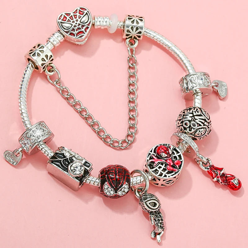 Marvel Spider-Man Charm Bracelet – Mask Clasp & Soaring City Beads