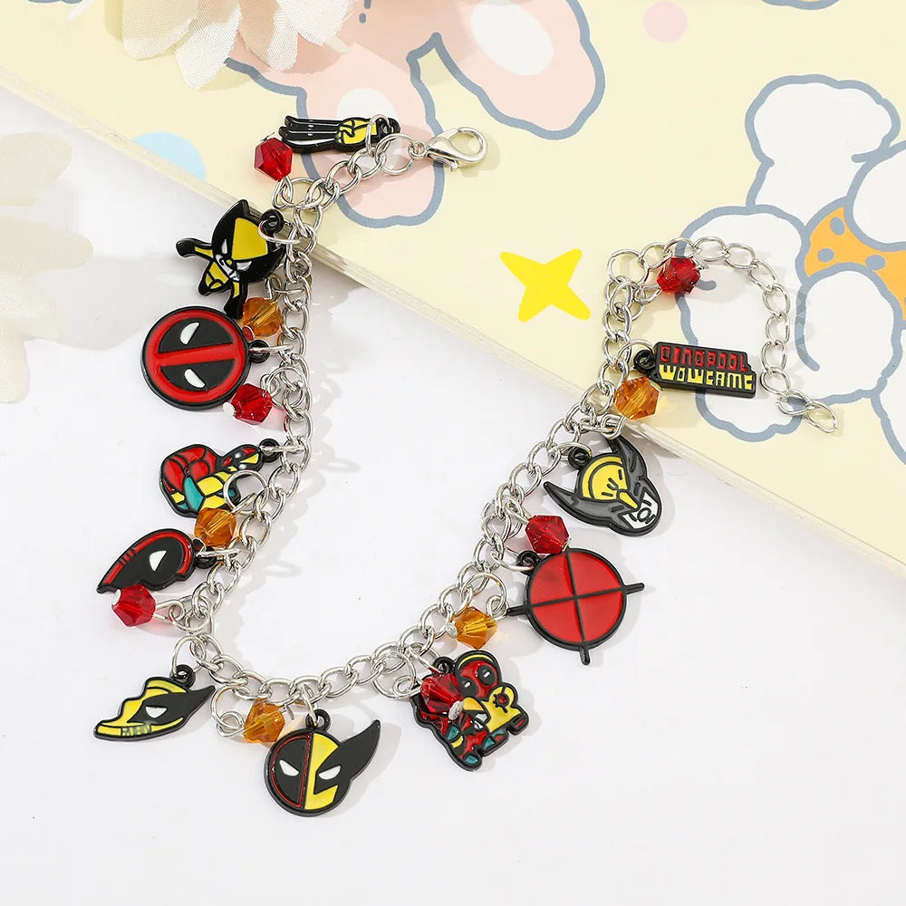 Deadpool & Wolverine Beaded Bracelet – Marvel Oil Drip Pendant