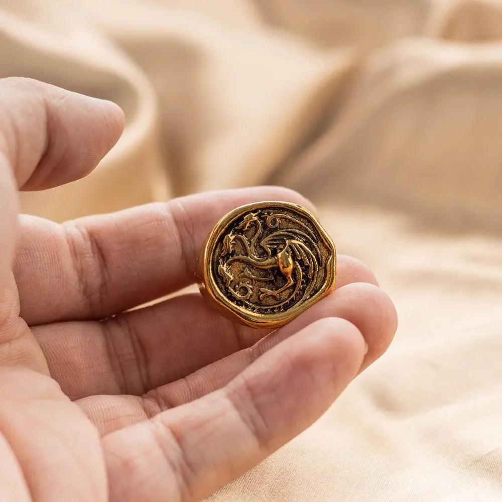 House Targaryen Three-Headed Dragon Ring – Gold Cosplay Jewellery