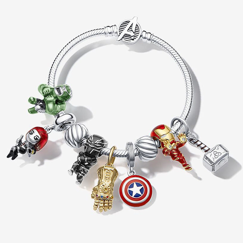 Marvel Spider-Man Charm Bracelet – Mask Clasp & Soaring City Beads