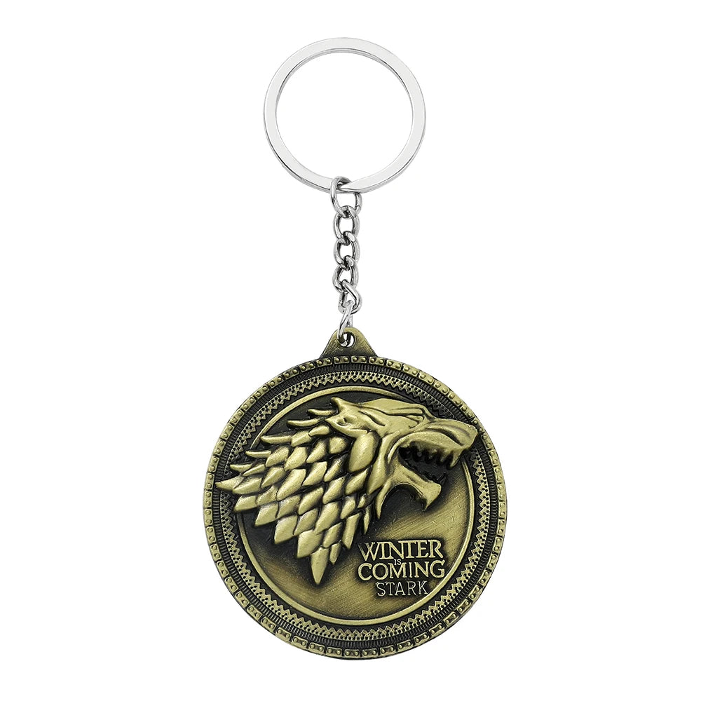 Game of Thrones House Stark Wolf Keychain – “Winter Is Coming” Pendant