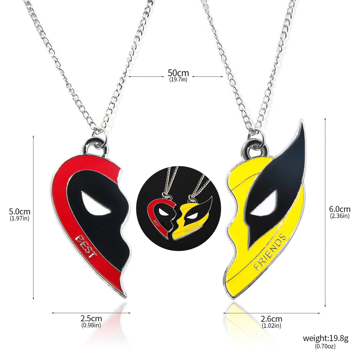 Deadpool & Wolverine Best Friends Keychain – Half-Heart Mask Pendant Set