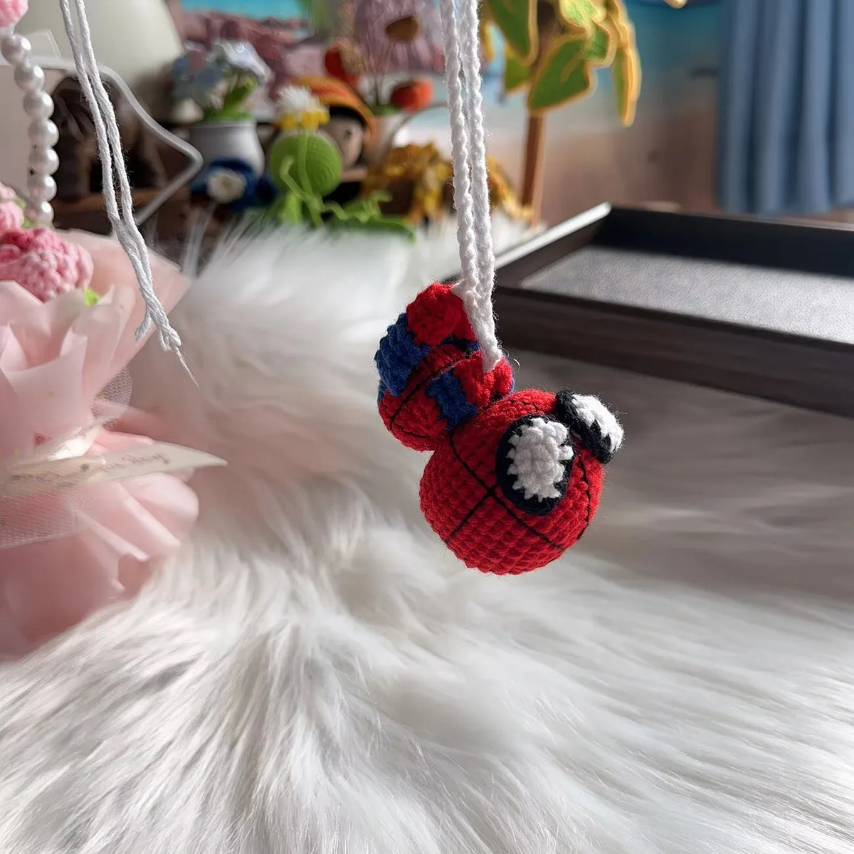 Spider-Man & Venom Crochet Plush Keychain – Handmade Backpack Charm