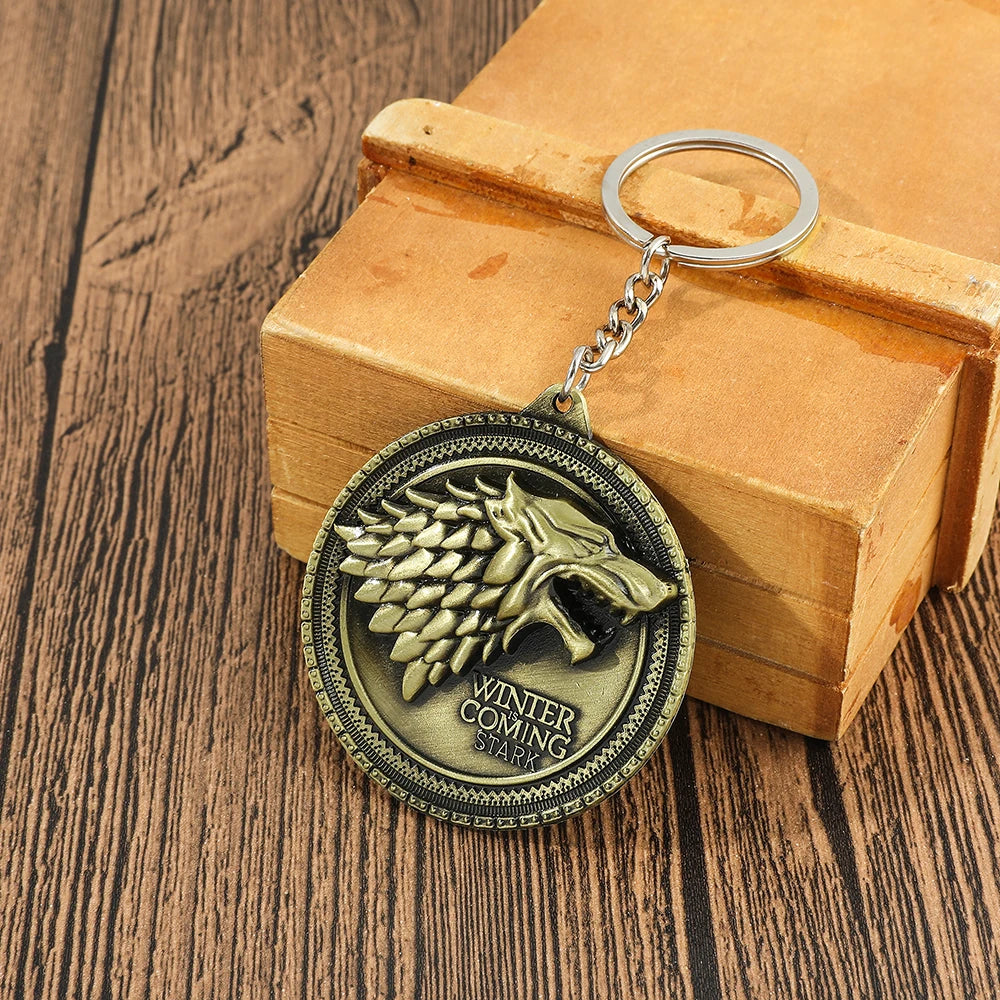 Game of Thrones House Stark Wolf Keychain – “Winter Is Coming” Pendant