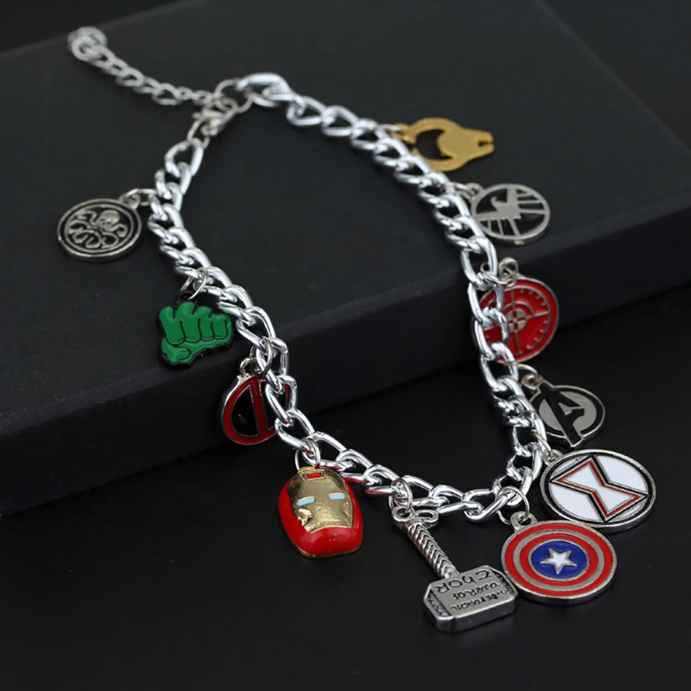 Marvel Avengers Bracelet – Thor, Iron Man & Thanos Logo Charm Bangle