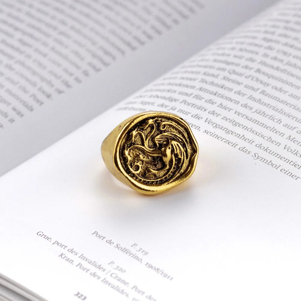 House Targaryen Three-Headed Dragon Ring – Gold Cosplay Jewellery