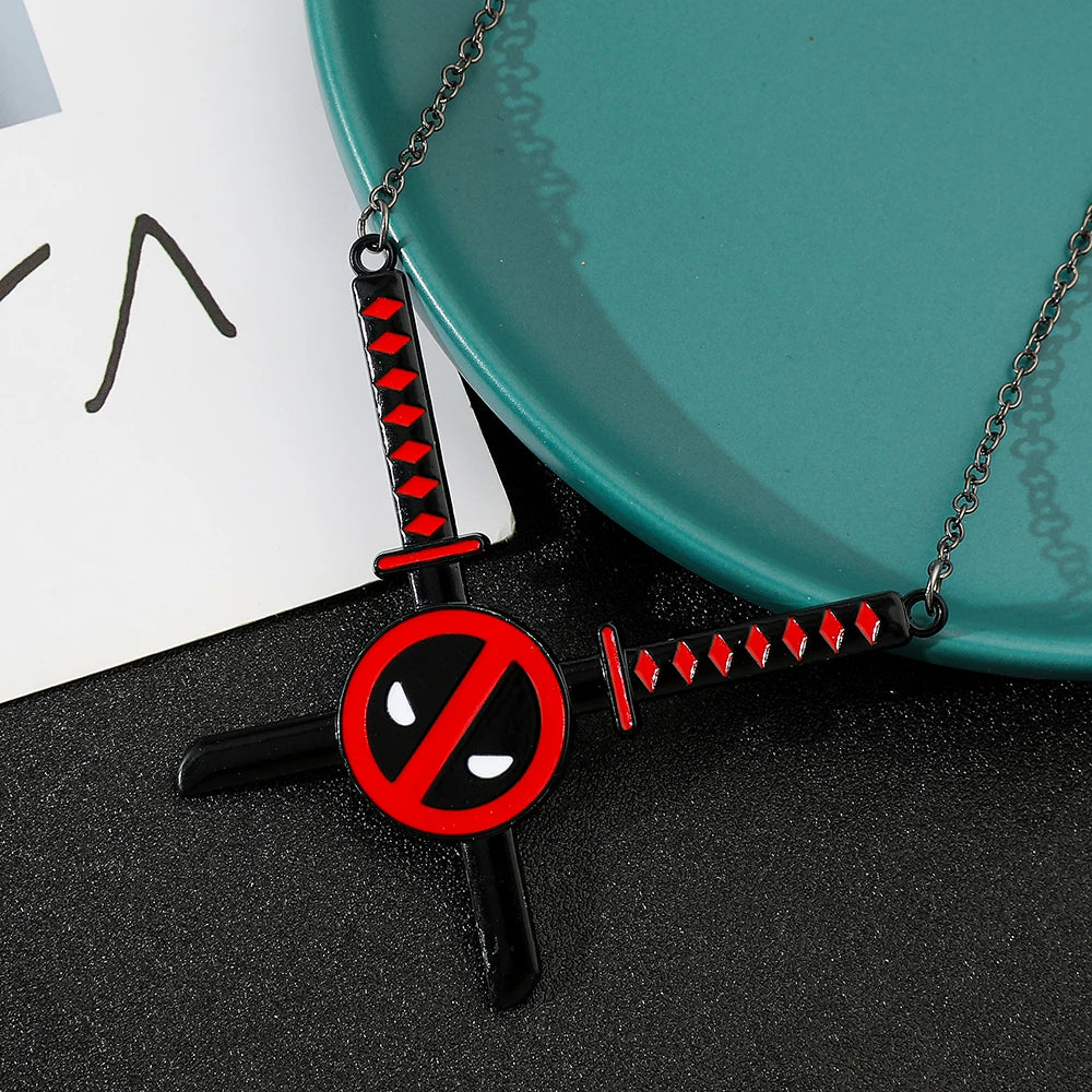 Deadpool Double Knife Necklace – Marvel Superhero Pendant for Men & Women