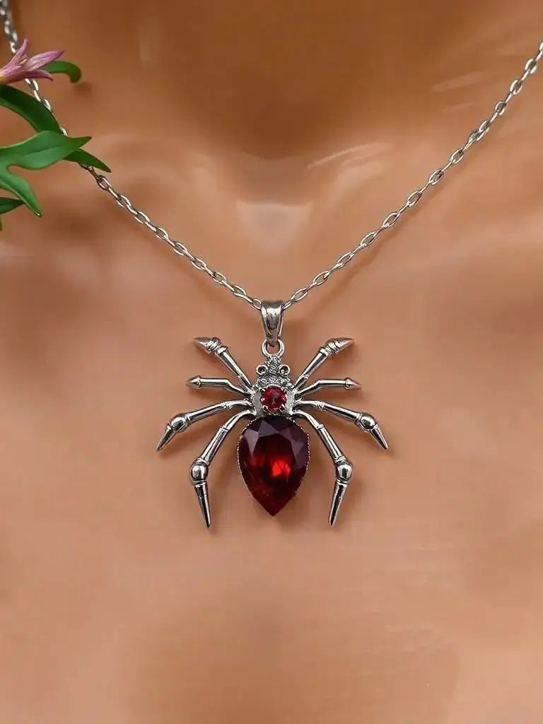 Gothic Vampire Spider Necklace – Black Venom Choker for Women