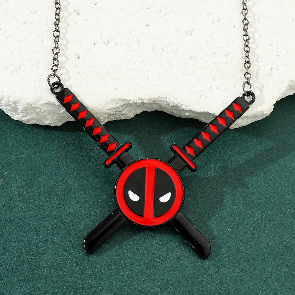 Deadpool Double Knife Necklace – Marvel Superhero Pendant for Men & Women