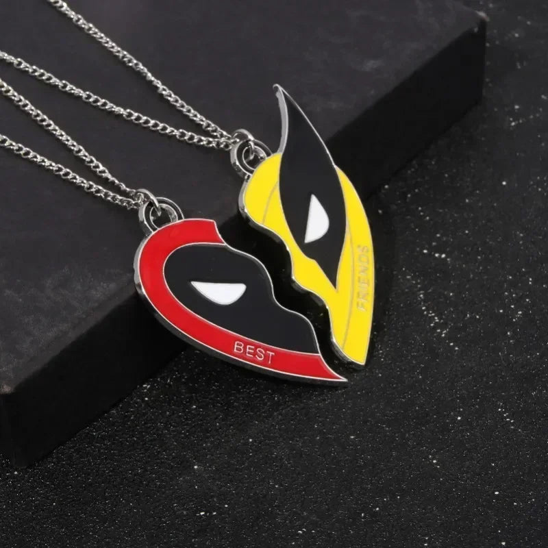 Deadpool & Wolverine Best Friends Keychain – Half-Heart Mask Pendant Set
