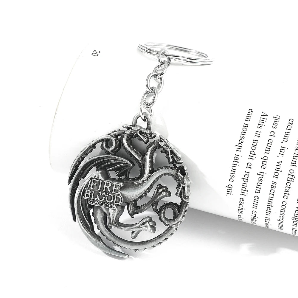 Game of Thrones House Targaryen Keychain – Metal Dragon Logo Pendant