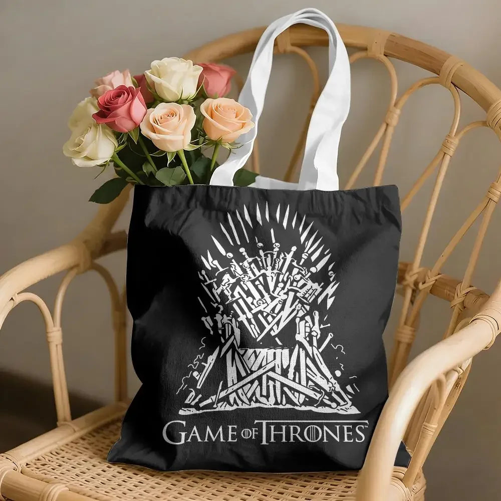 Game of Thrones Floral Canvas Tote Bag – Large Reversible Everyday Shoulder Bag