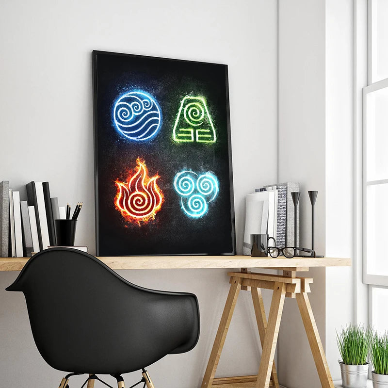 Avatar: The Last Airbender Elemental Posters – Air, Earth, Fire & Water Wall Art