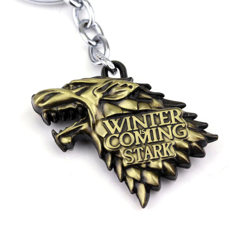 Game of Thrones House Stark Wolf Keychain – “Winter Is Coming” 3D Pendant