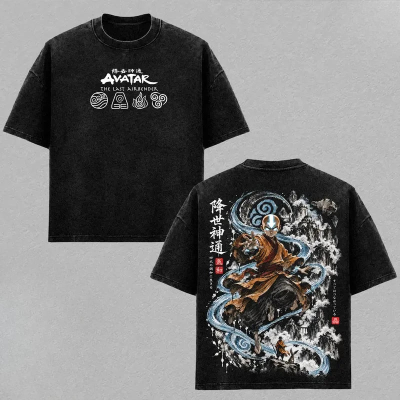 Avatar: The Last Airbender Aang Vintage Washed T-Shirt – Oversized Streetwear Tee