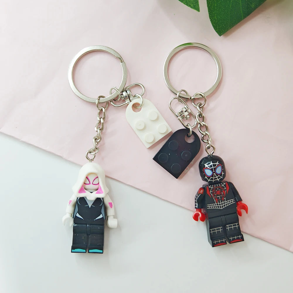 Spider-Man & Gwen Matching Couple Keychains – Heart-Shaped PVC Set