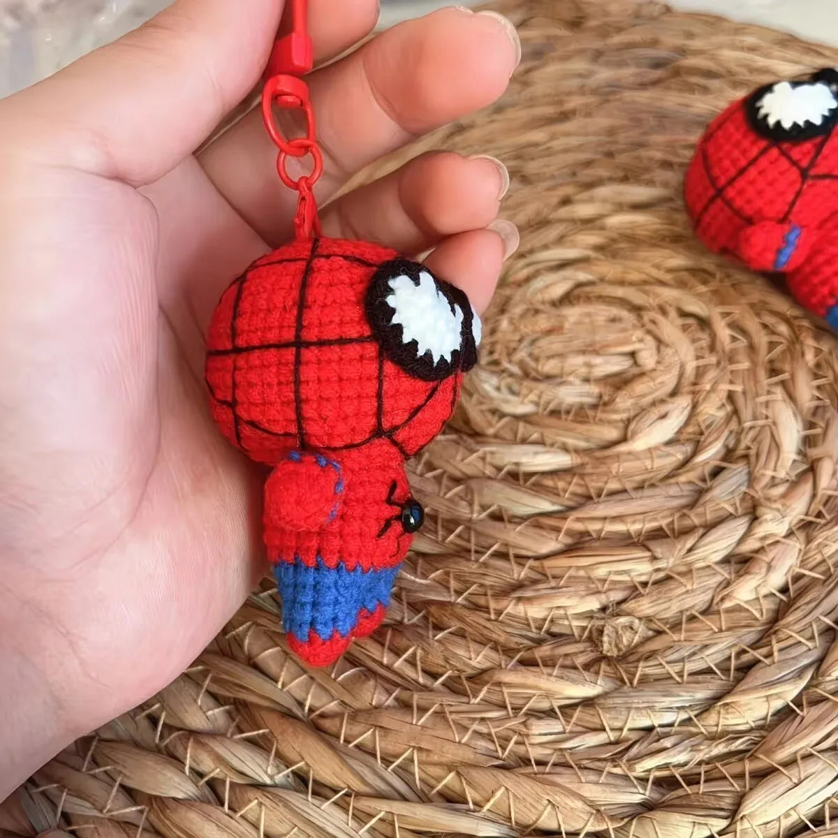 Spider-Man & Venom Crochet Plush Keychain – Handmade Backpack Charm