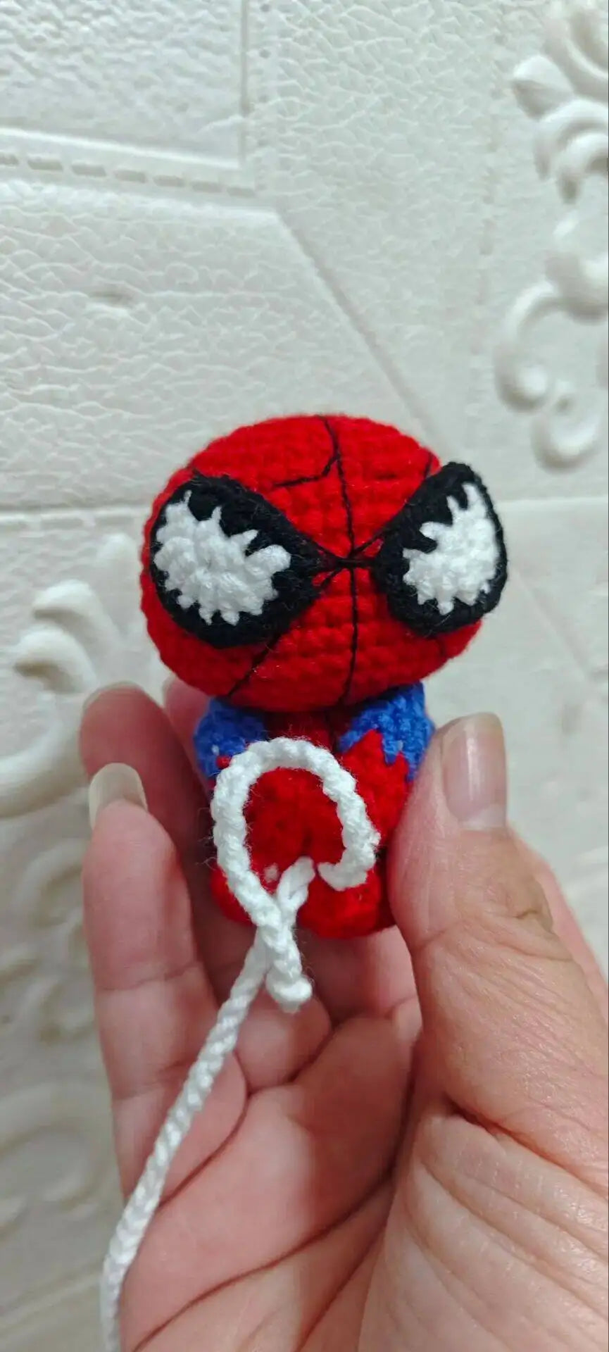 Spider-Man Crochet Keychain – Handmade Yarn Doll Bag Charm