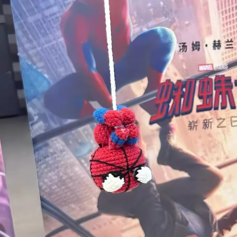 Spider-Man & Venom Crochet Plush Keychain – Handmade Backpack Charm