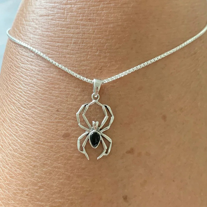 925 Sterling Silver Spider Necklace – Elegant Animal Pendant Jewelry for Women