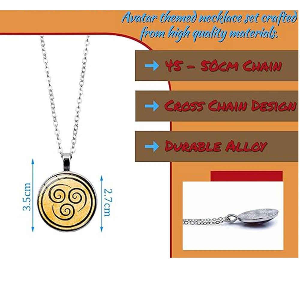 Avatar: The Last Airbender Four Elements Necklace Set – Air, Water, Earth & Fire