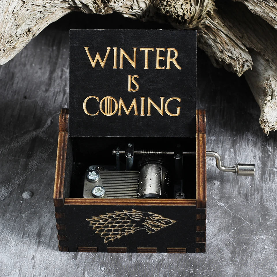 Game of Thrones Antique Wooden Hand-Crank Music Box – Fantasy Collectible Gift