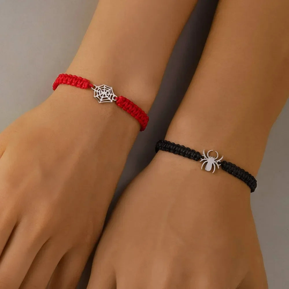 Spider Web Couple Bracelets – Handmade Adjustable Matching Bracelets (2-Piece Set)