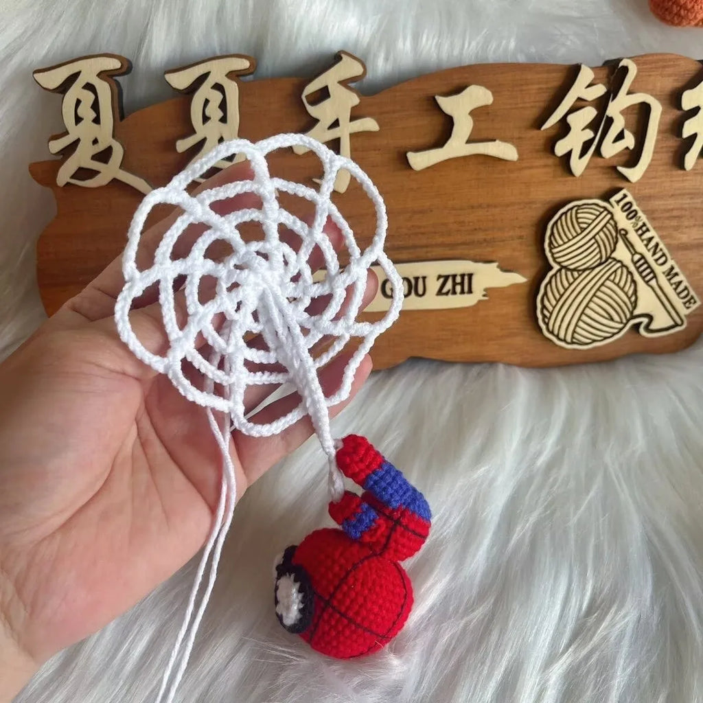 Spider-Man & Venom Crochet Plush Keychain – Handmade Backpack Charm