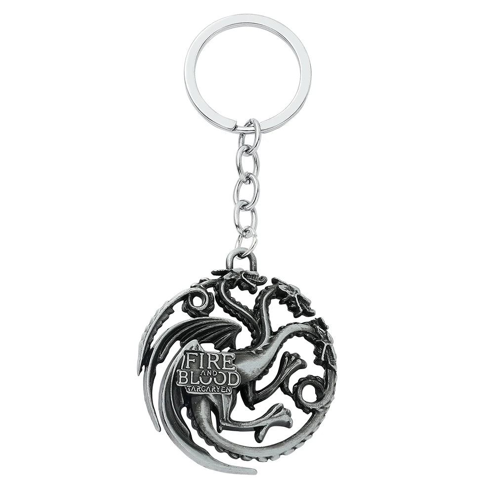 Game of Thrones House Targaryen Keychain – Metal Dragon Logo Pendant