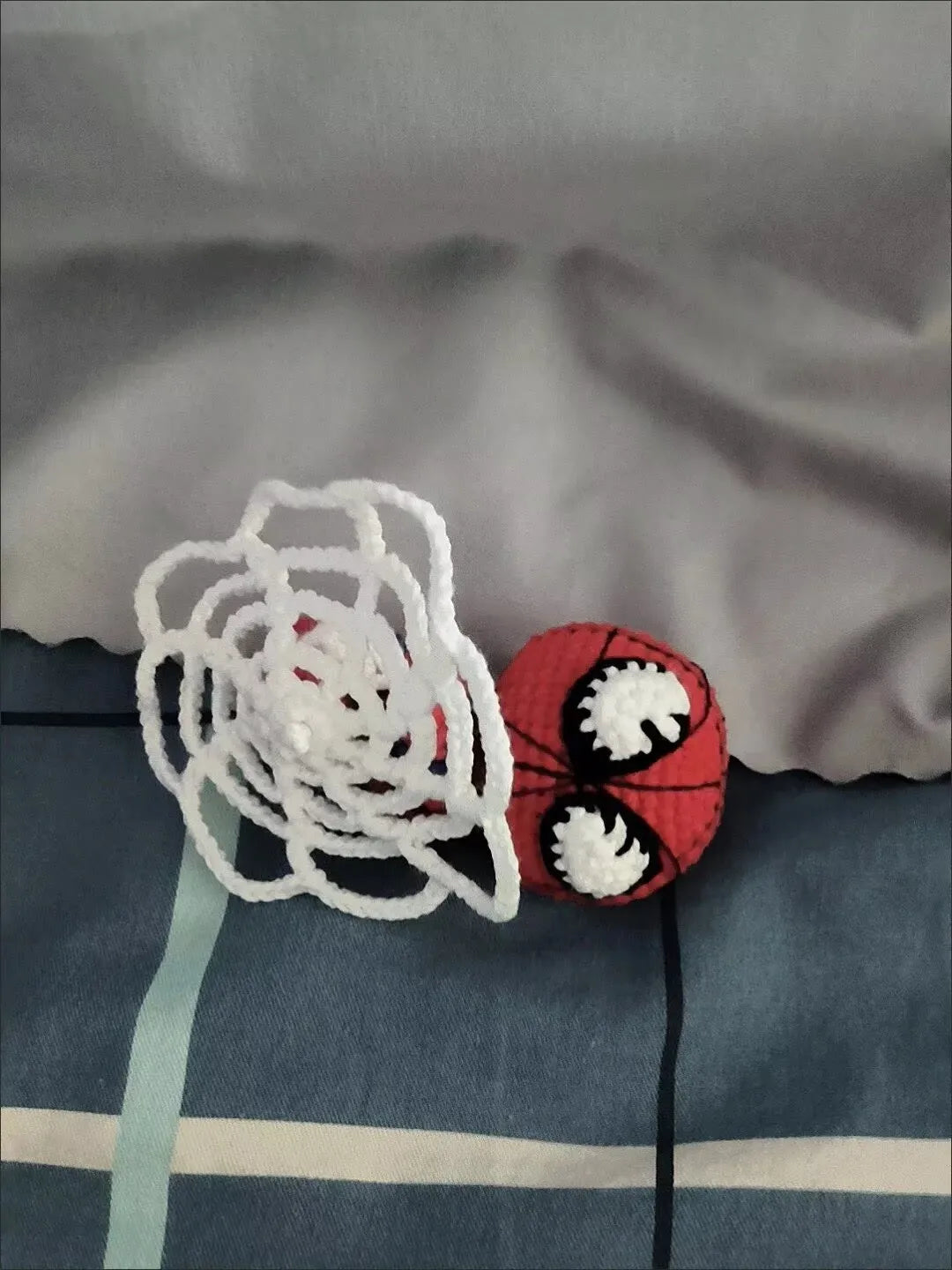 Spider-Man & Venom Crochet Plush Keychain – Handmade Backpack Charm