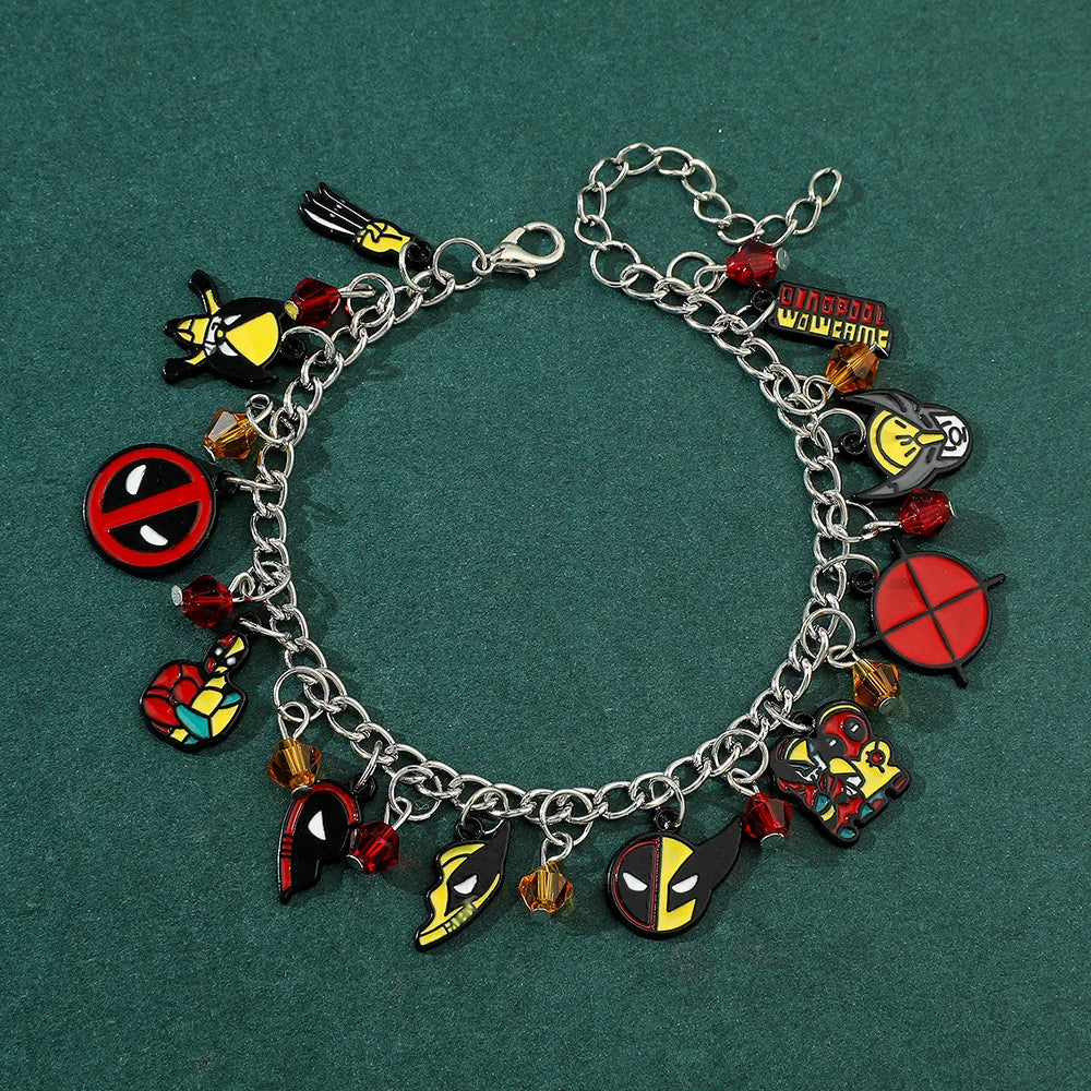 Deadpool & Wolverine Beaded Bracelet – Marvel Oil Drip Pendant