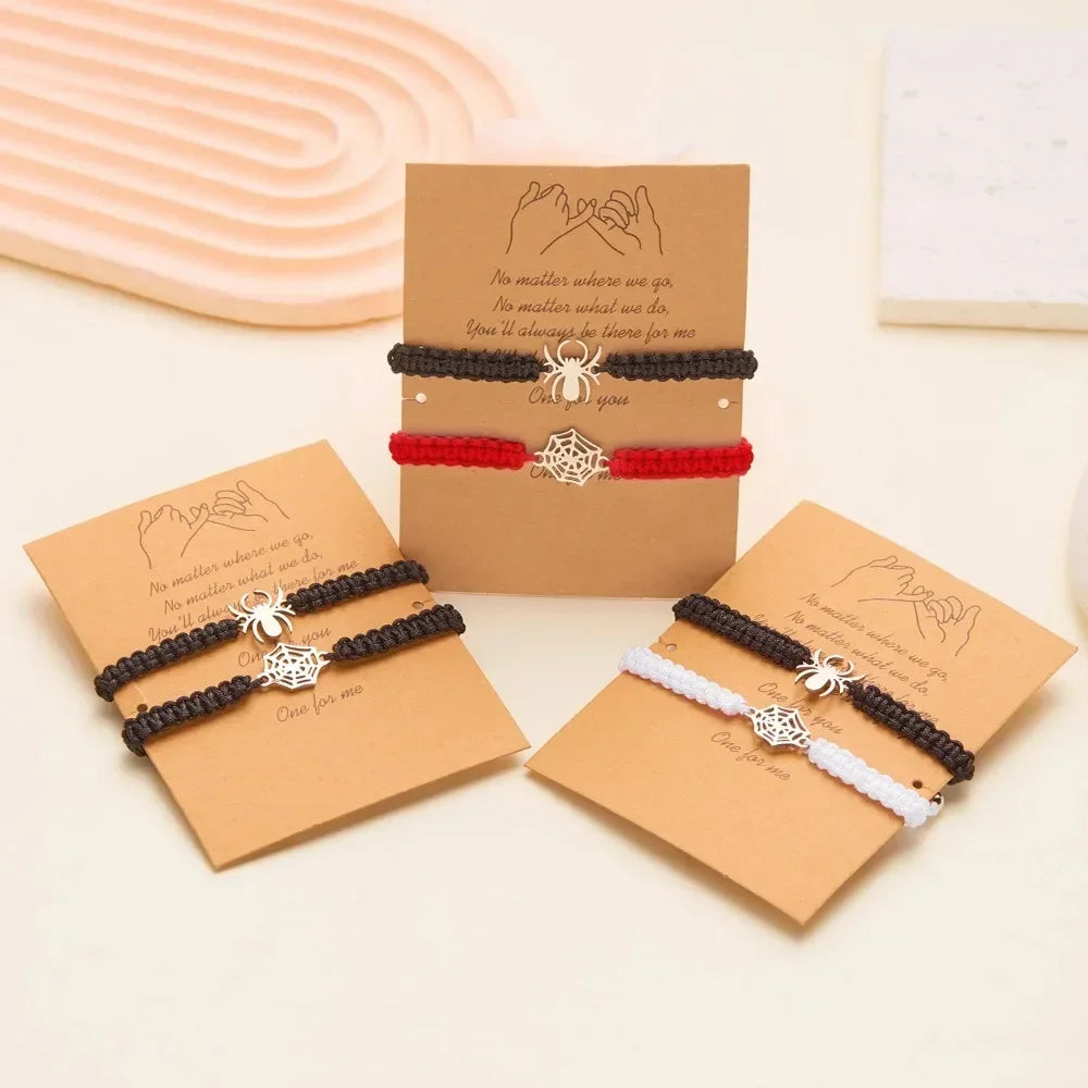 Spider Web Couple Bracelets – Handmade Adjustable Matching Bracelets (2-Piece Set)
