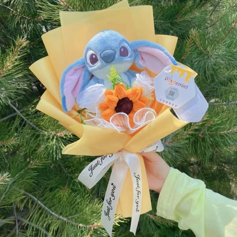 Spider-Man, Stitch & Minions Plush Flower Bouquet – Cute Character Gift