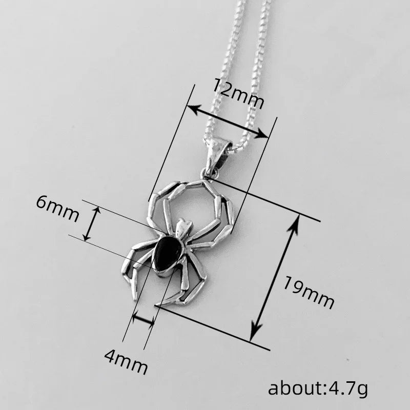 925 Sterling Silver Spider Necklace – Elegant Animal Pendant Jewelry for Women