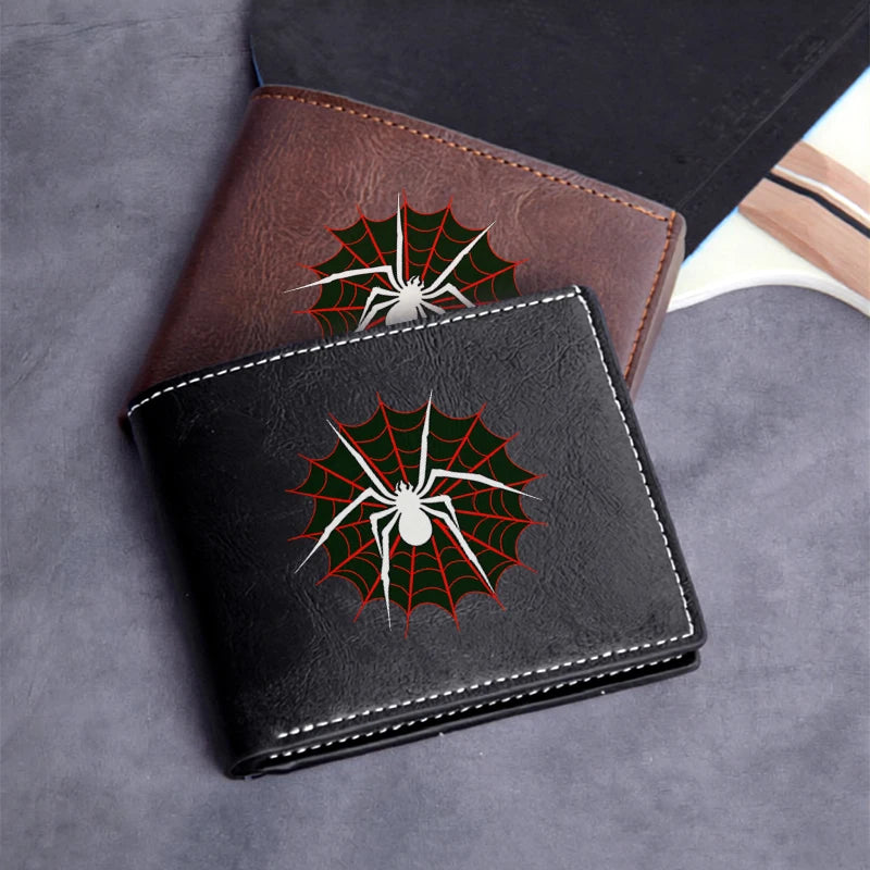 Spider Web PU Leather Wallet – Premium Compact Men’s Business Wallet