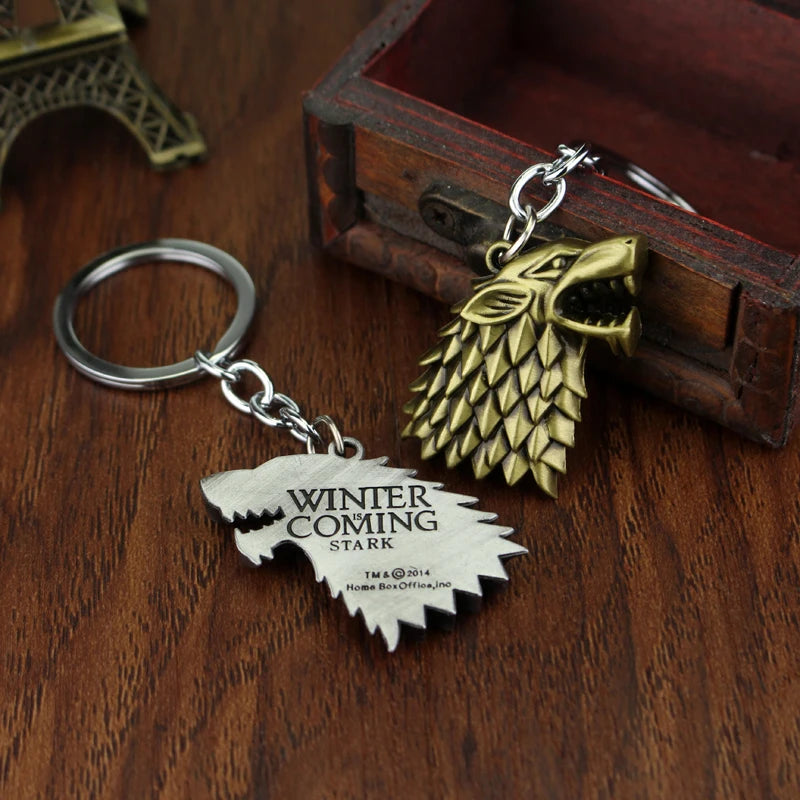 Game of Thrones House Stark Wolf Keychain – “Winter Is Coming” 3D Pendant