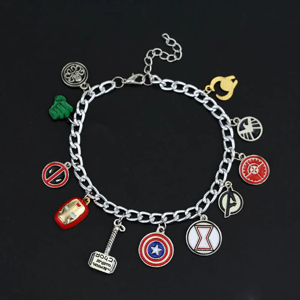 Marvel Avengers Bracelet – Thor, Iron Man & Thanos Logo Charm Bangle