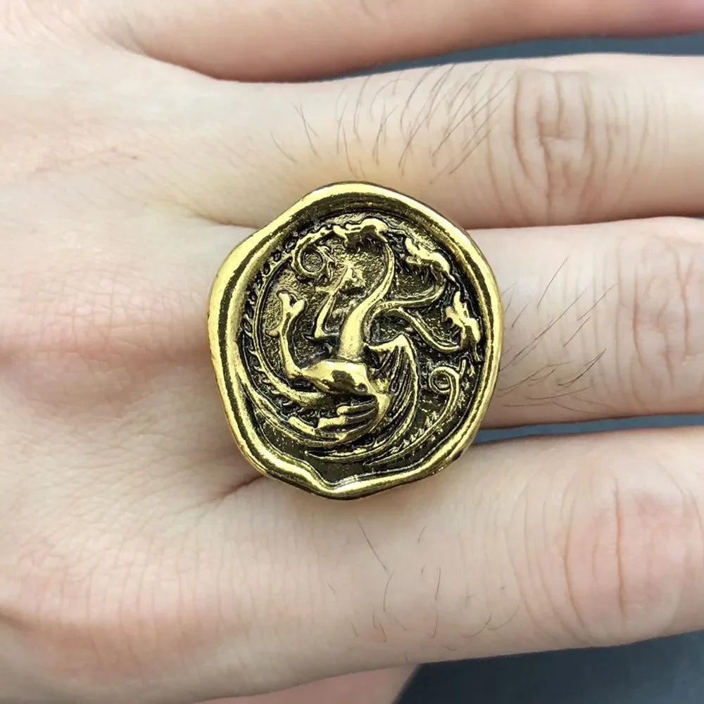 House Targaryen Three-Headed Dragon Ring – Gold Cosplay Jewellery