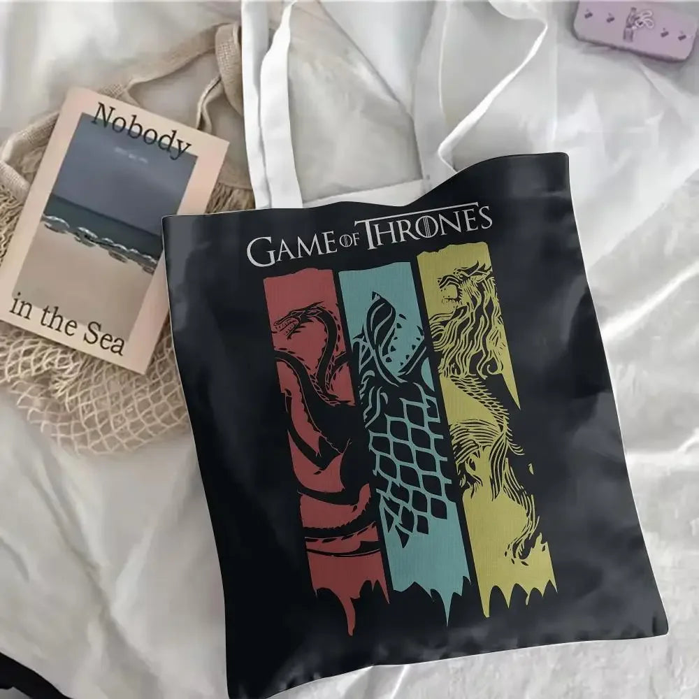 Game of Thrones Floral Canvas Tote Bag – Large Reversible Everyday Shoulder Bag