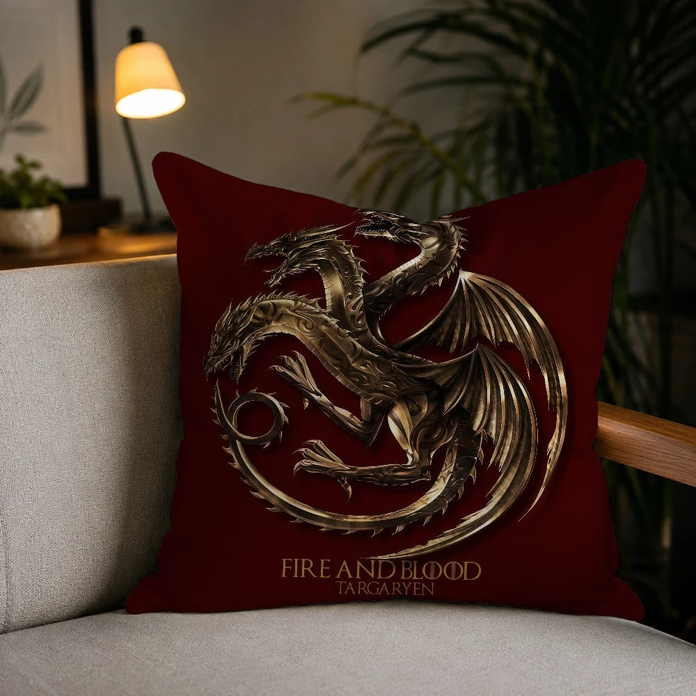 House Targaryen Pillow Cover – Game of Thrones Plush Decorative Cushion Case