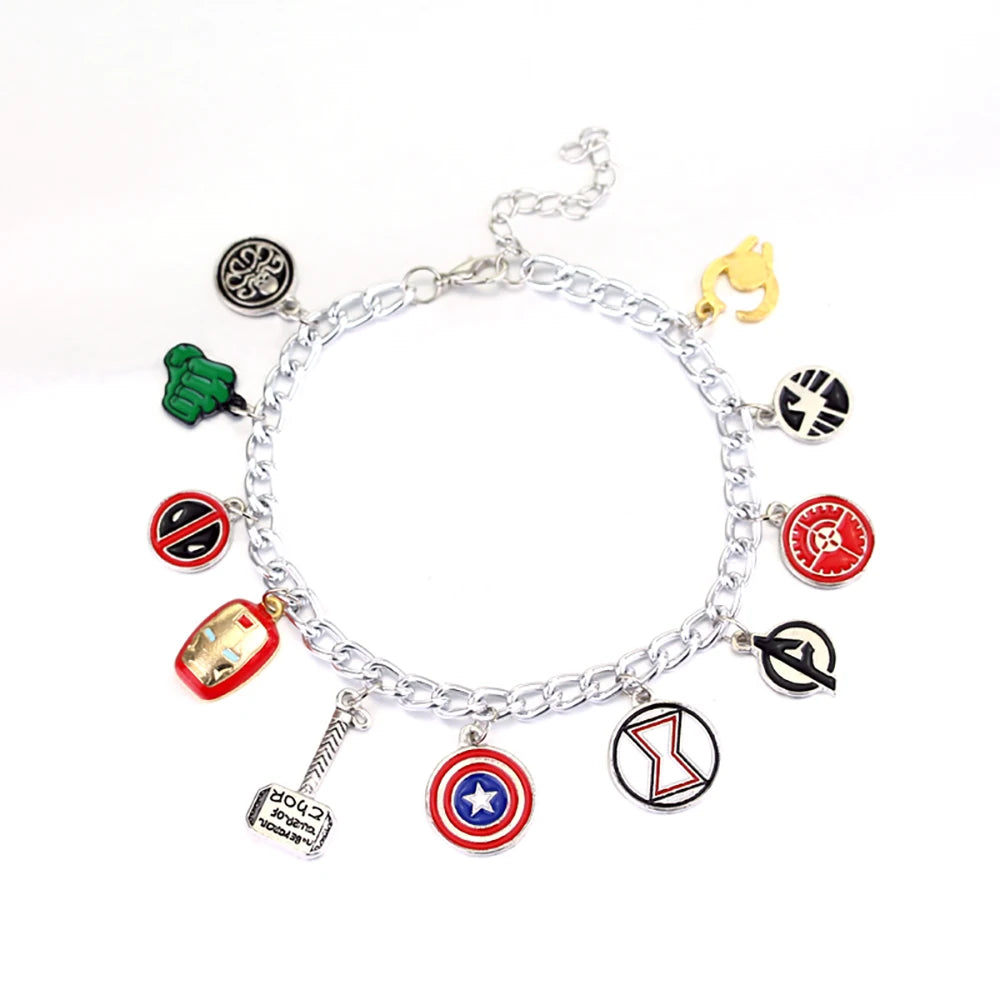 Marvel Avengers Bracelet – Thor, Iron Man & Thanos Logo Charm Bangle