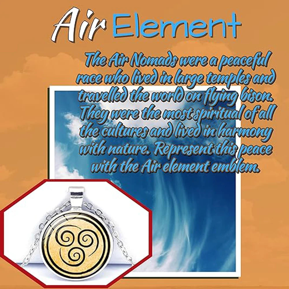 Avatar: The Last Airbender Four Elements Necklace Set – Air, Water, Earth & Fire