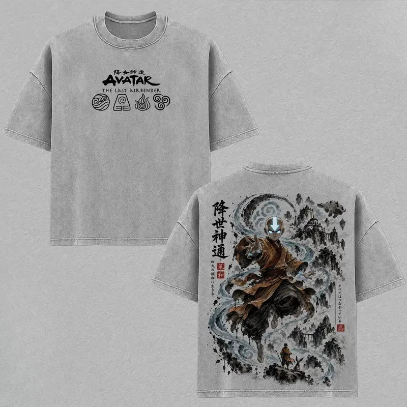 Avatar: The Last Airbender Aang Vintage Washed T-Shirt – Oversized Streetwear Tee
