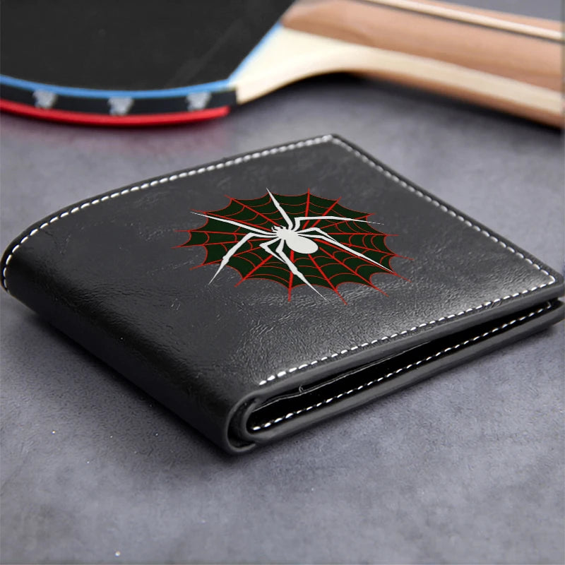 Spider Web PU Leather Wallet – Premium Compact Men’s Business Wallet