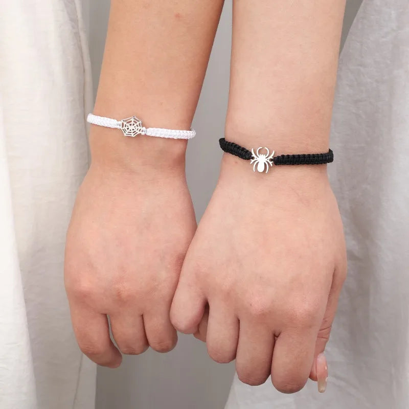 Spider Web Couple Bracelets – Handmade Adjustable Matching Bracelets (2-Piece Set)