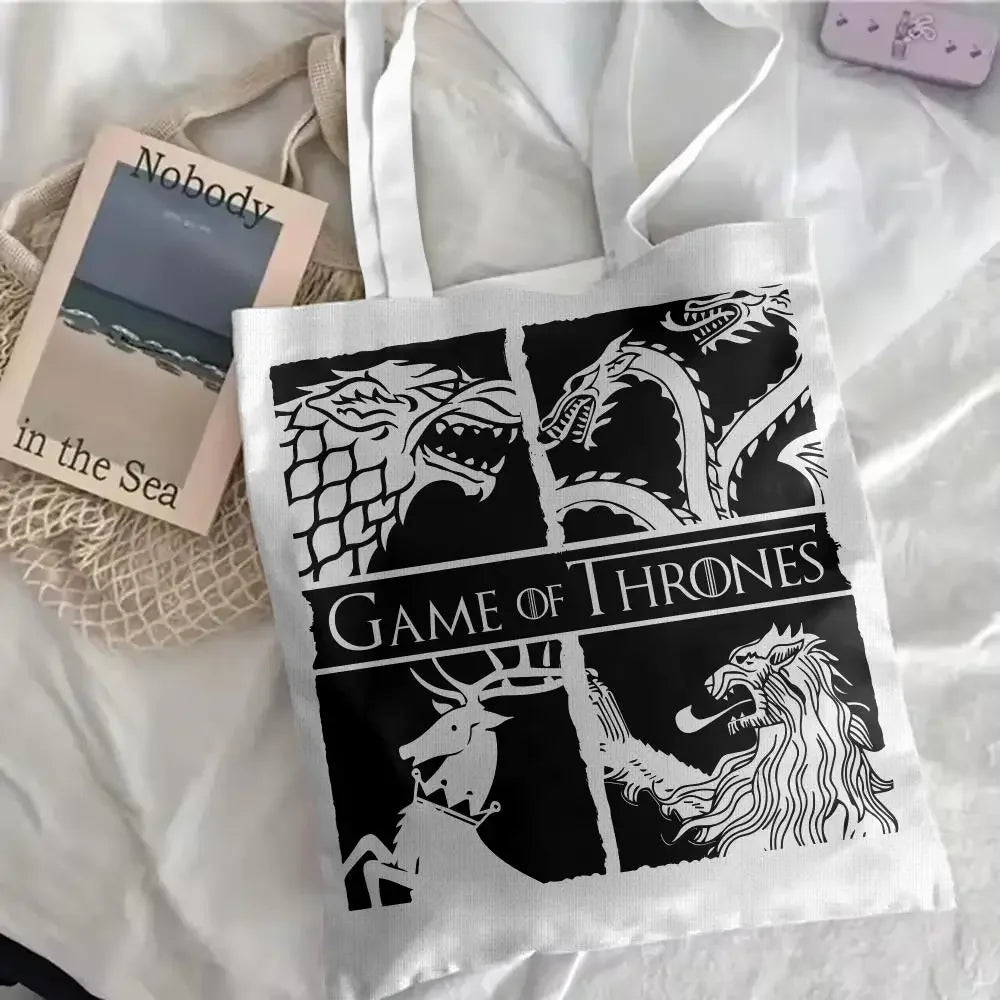 Game of Thrones Floral Canvas Tote Bag – Large Reversible Everyday Shoulder Bag