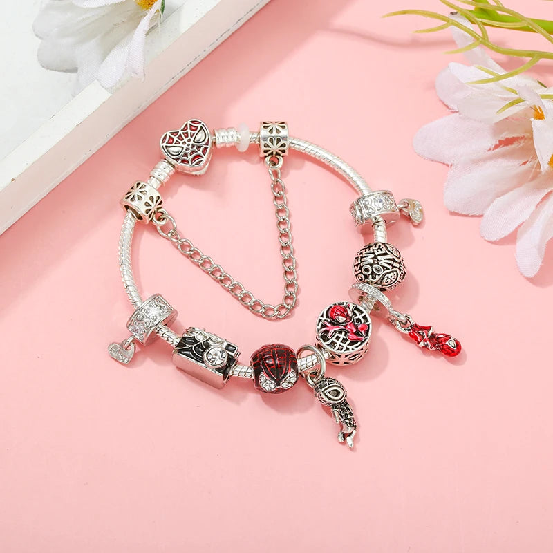 Marvel Spider-Man Charm Bracelet – Mask Clasp & Soaring City Beads