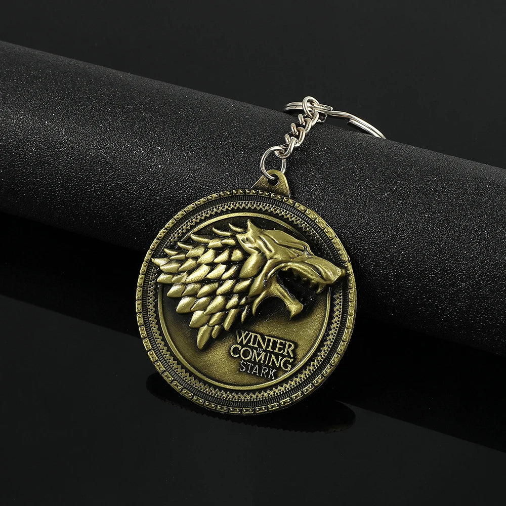 Game of Thrones House Stark Wolf Keychain – “Winter Is Coming” Pendant